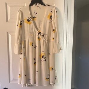 Free People Floral Long Sleeve Wrap Dress